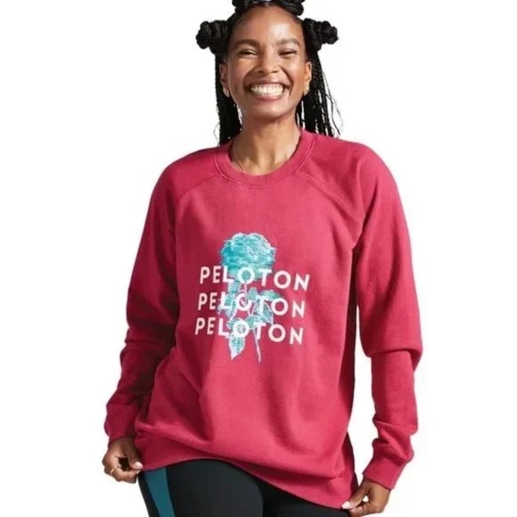 Peloton Tops - NWT Peloton Everyday Oversized Crewneck Sweatshirt Red/Pink 100% Cotton